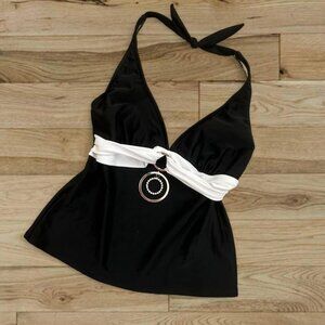 Vintage Y2K black Niki Wior halter tank tie swim top / tankini 🌺 sliming top